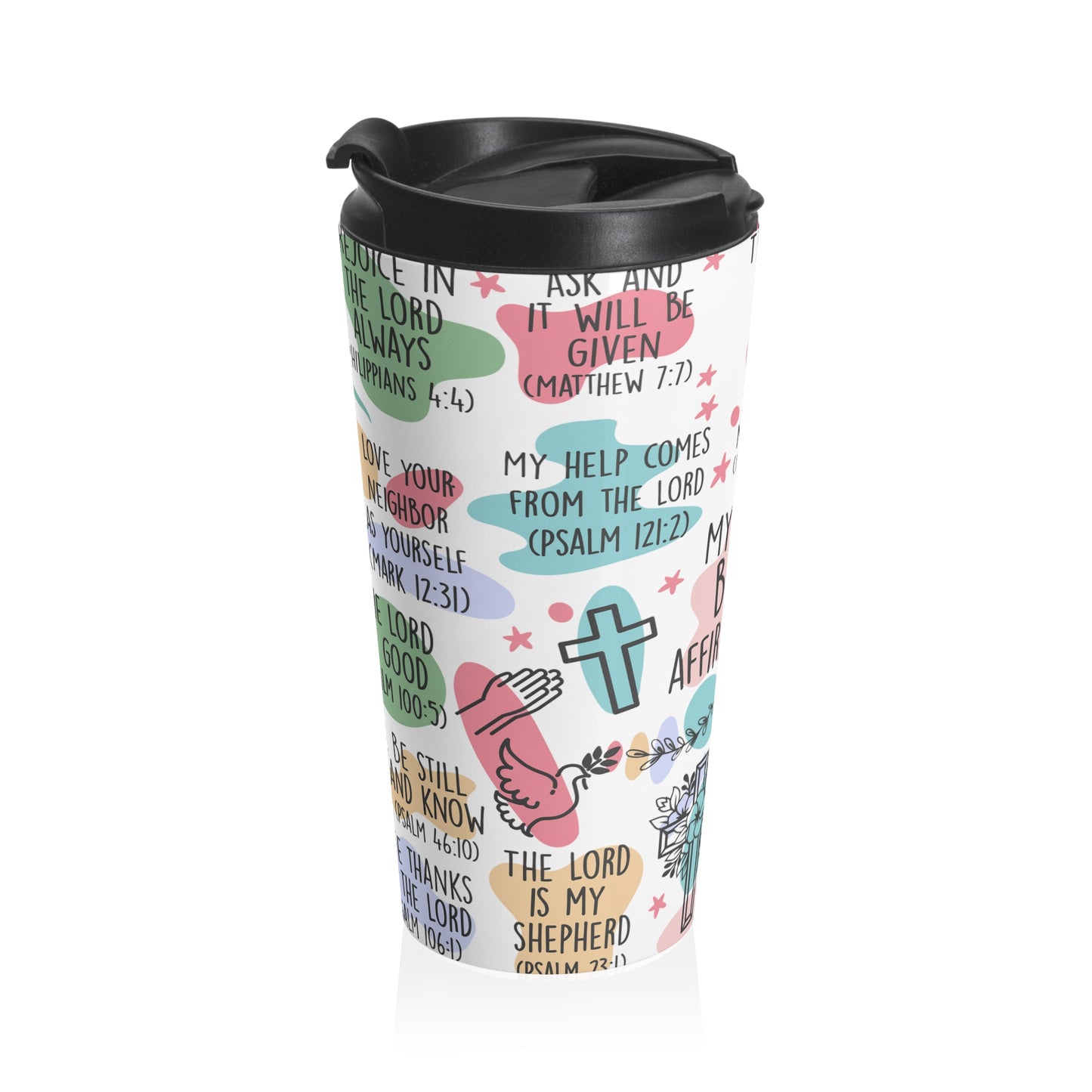 Daily Bible Affirmations 15oz Steel Travel Mug