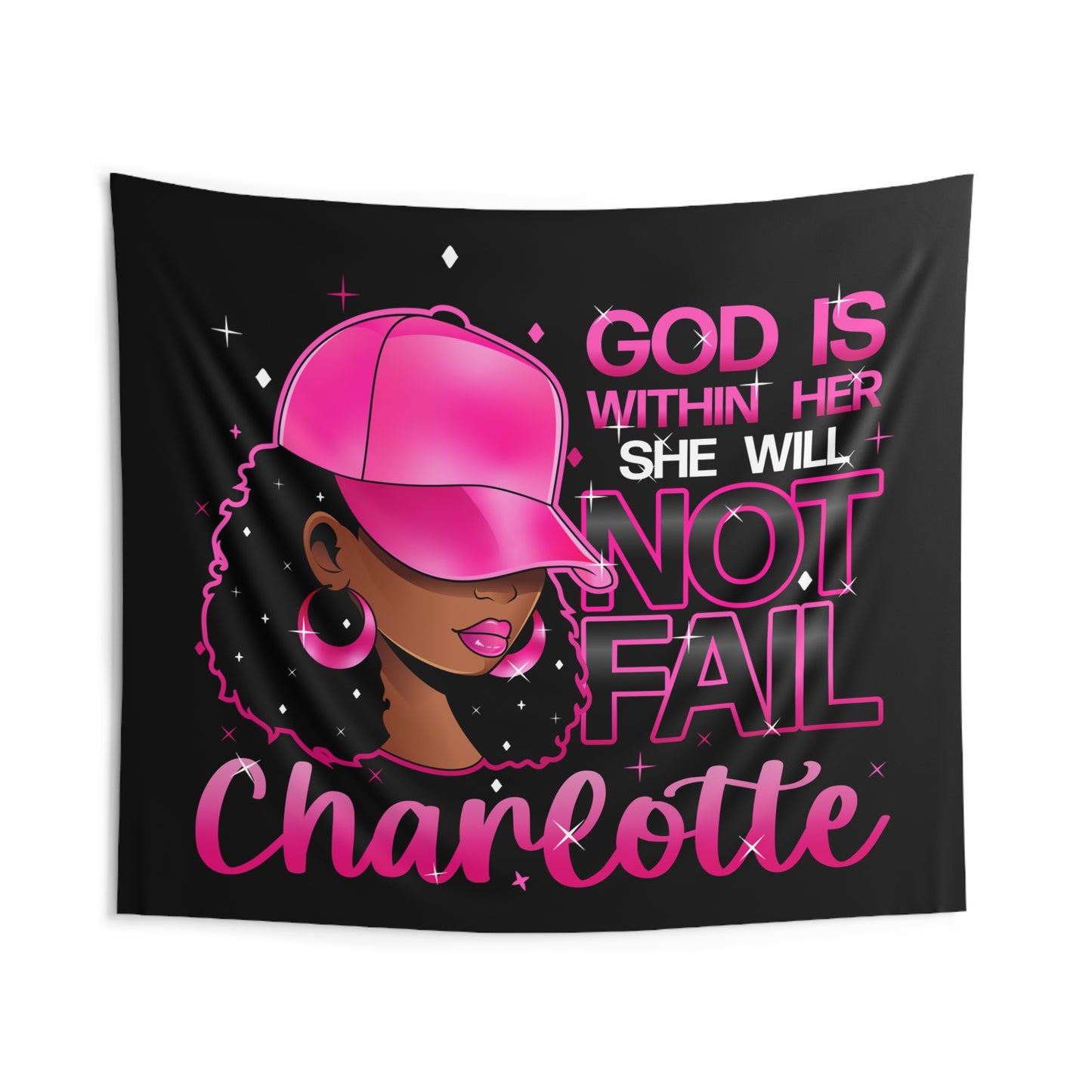 Personalized God Is Within Her, Custom Name She Will Not Fail Christian Bible Verse, Religious Indoor Wall Tapestries