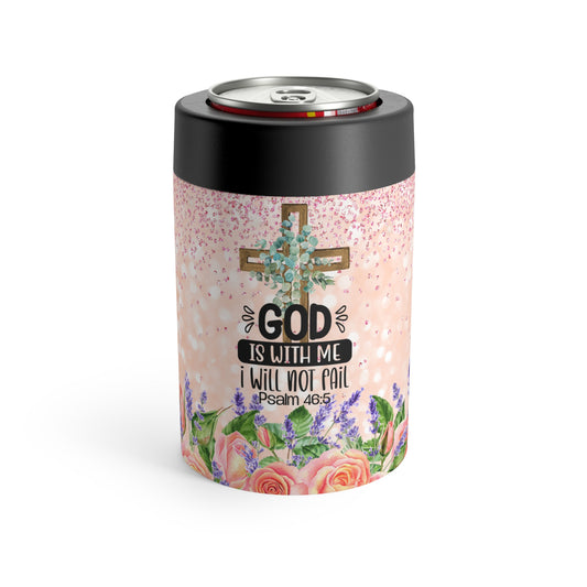 God Is With Me I Will Not Fail Christian Bible Scriptures 12oz Can Holder