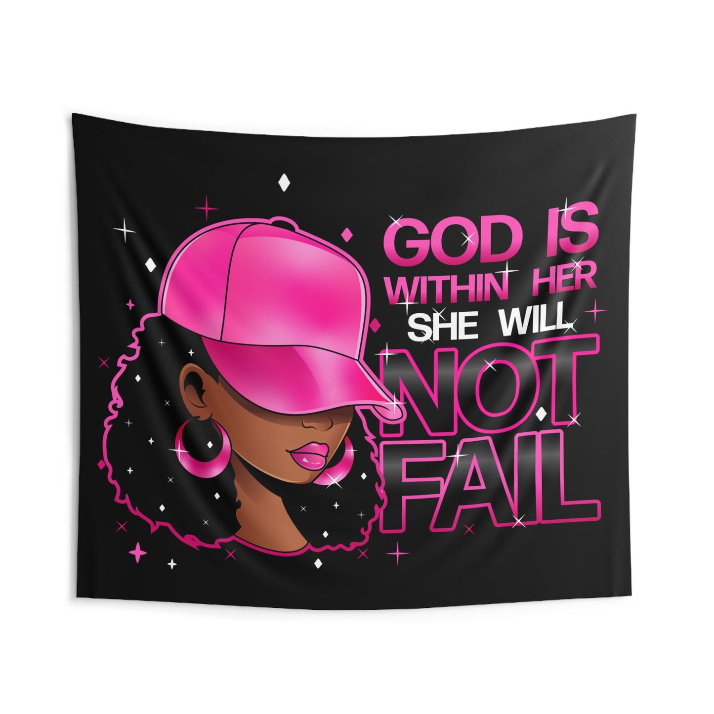 Personalized God Is Within Her, Custom Name She Will Not Fail Christian Bible Verse, Religious Indoor Wall Tapestries