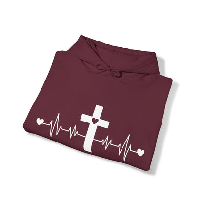 Heartbeat Cross Unisex Heavy Blend™ Hooded Sweatshirt