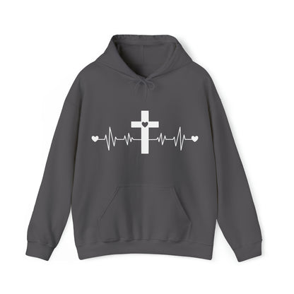 Heartbeat Cross Unisex Heavy Blend™ Hooded Sweatshirt