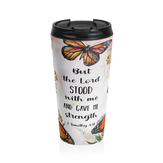 The Lord Gives Me Strength 15oz Steel Travel Mug