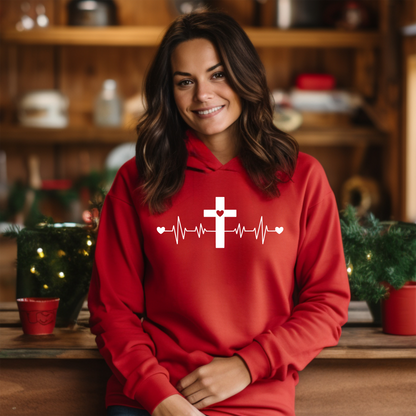 Heartbeat Cross Unisex Heavy Blend™ Hooded Sweatshirt