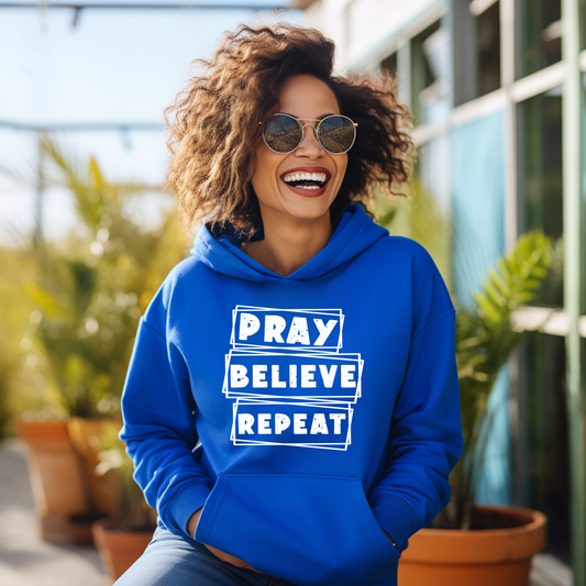 Pray Believe Repeat Unisex Heavy Blend™ Hooded Sweatshirt