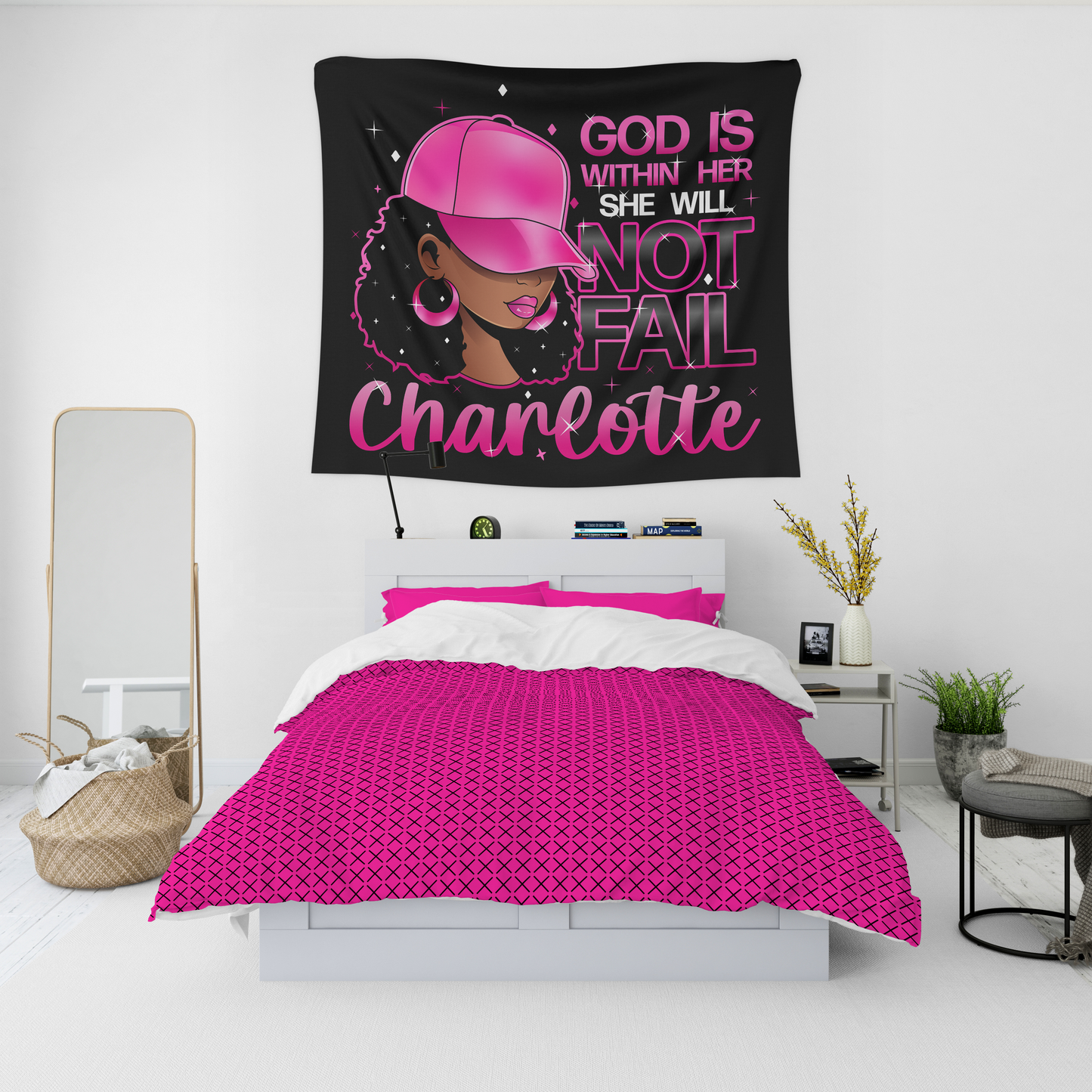 Personalized God Is Within Her, Custom Name She Will Not Fail Christian Bible Verse, Religious Indoor Wall Tapestries