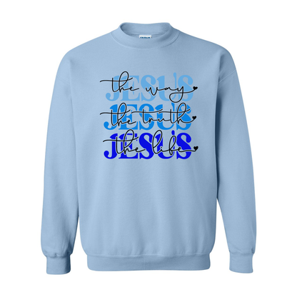 Jesus is The Way Blue Crewneck Sweatshirt