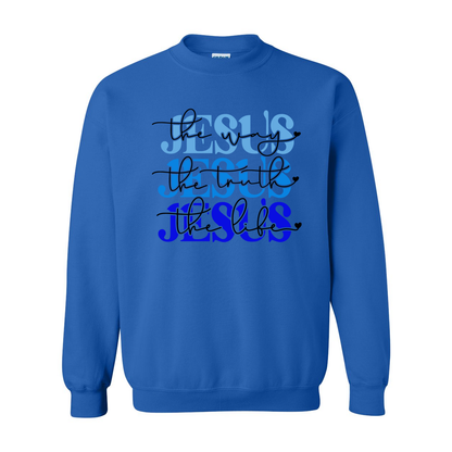 Jesus is The Way Blue Crewneck Sweatshirt